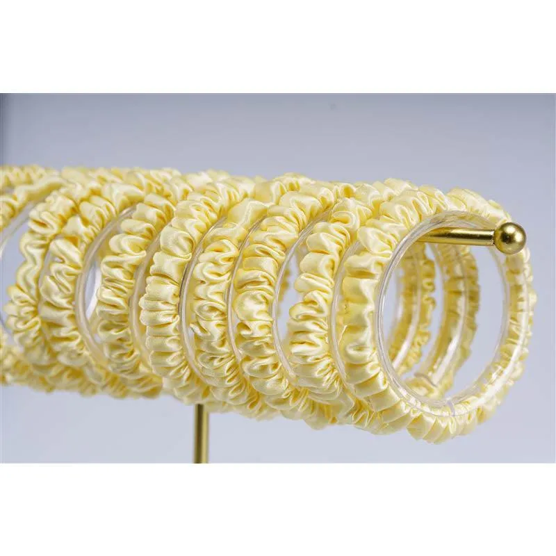 Light yellow silk scrunchies mini