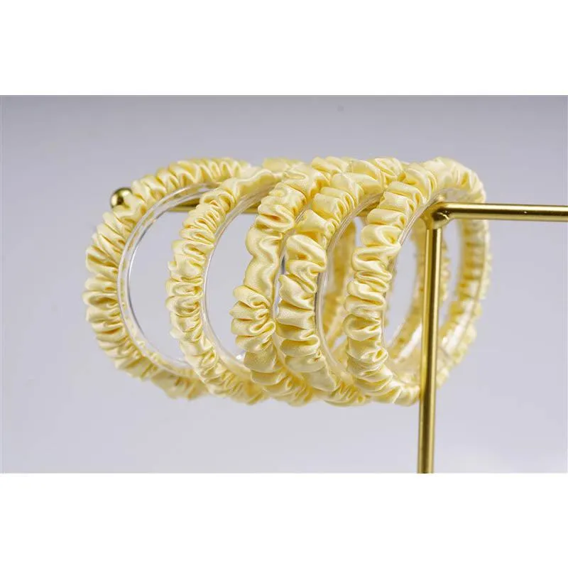 Light yellow silk scrunchies mini