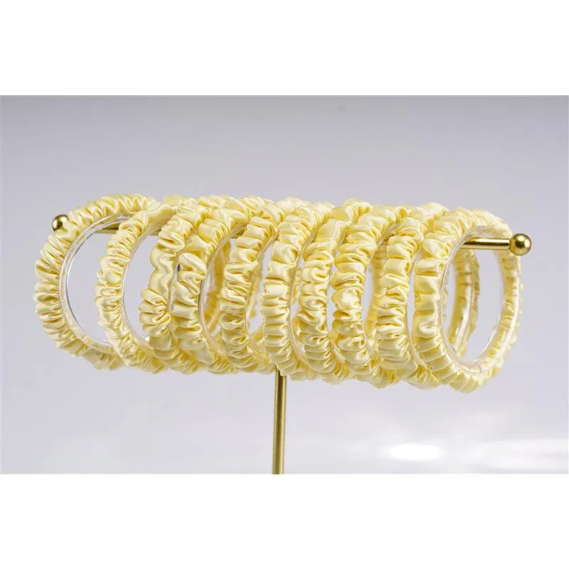 Light yellow silk scrunchies mini