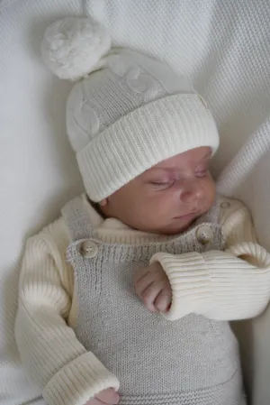 Luna   Luca Cable Knit Pom Beanie - Off-white