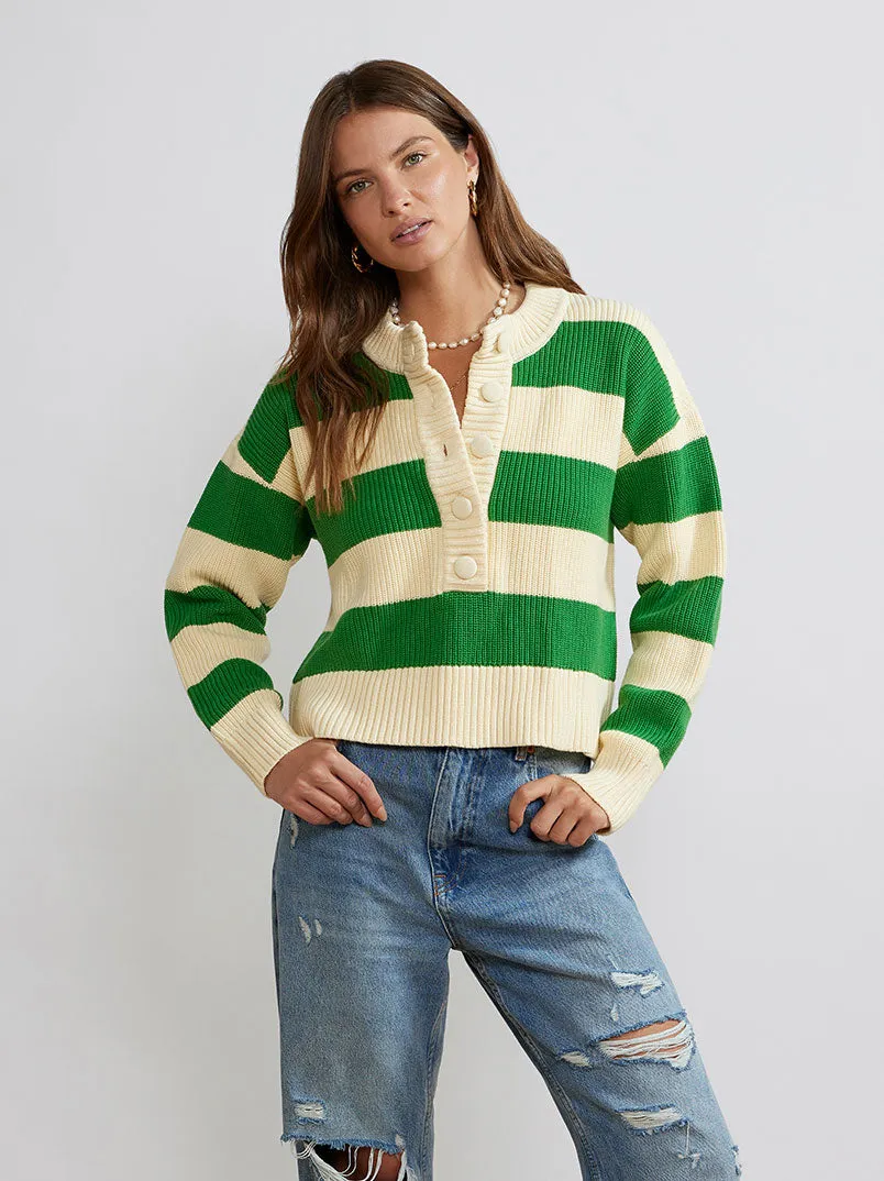 Mirabel Green Stripe Knit Sweater