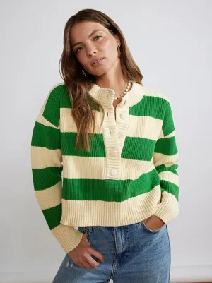 Mirabel Green Stripe Knit Sweater