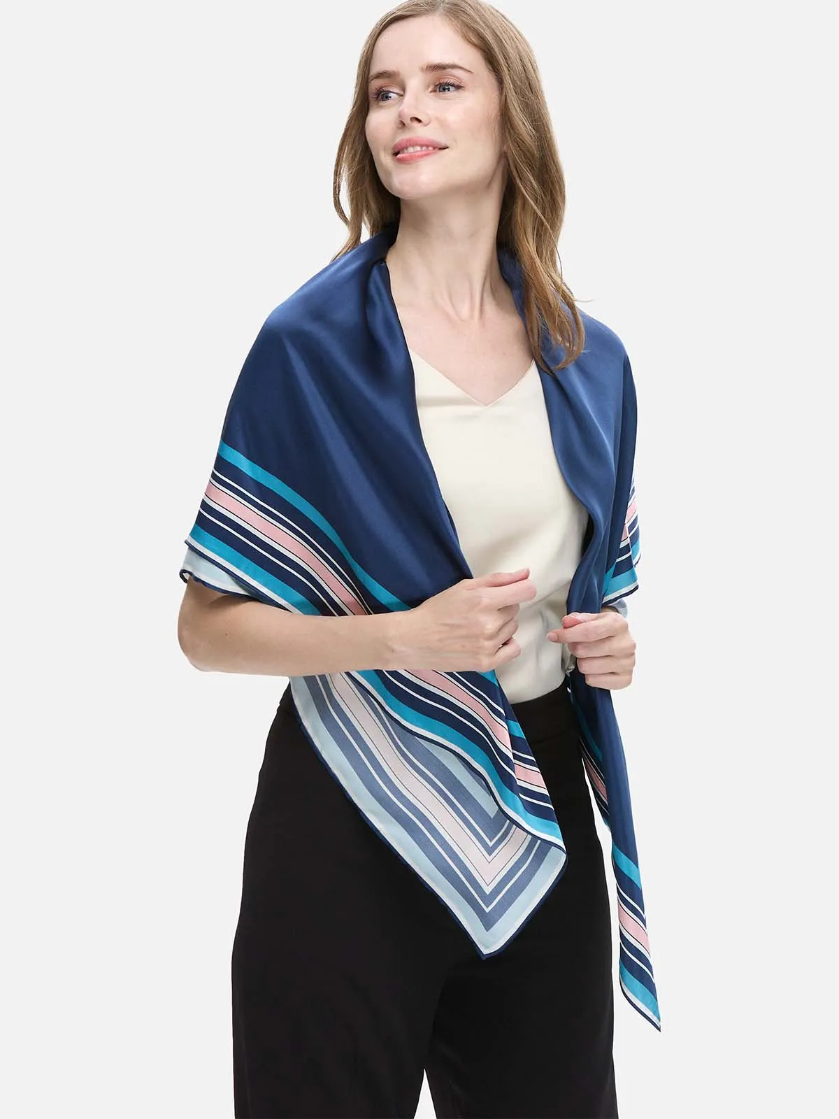 Navy Blue Silk Duo Wrap