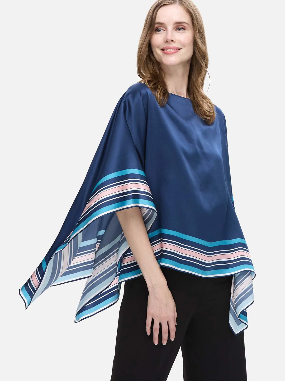 Navy Blue Silk Duo Wrap