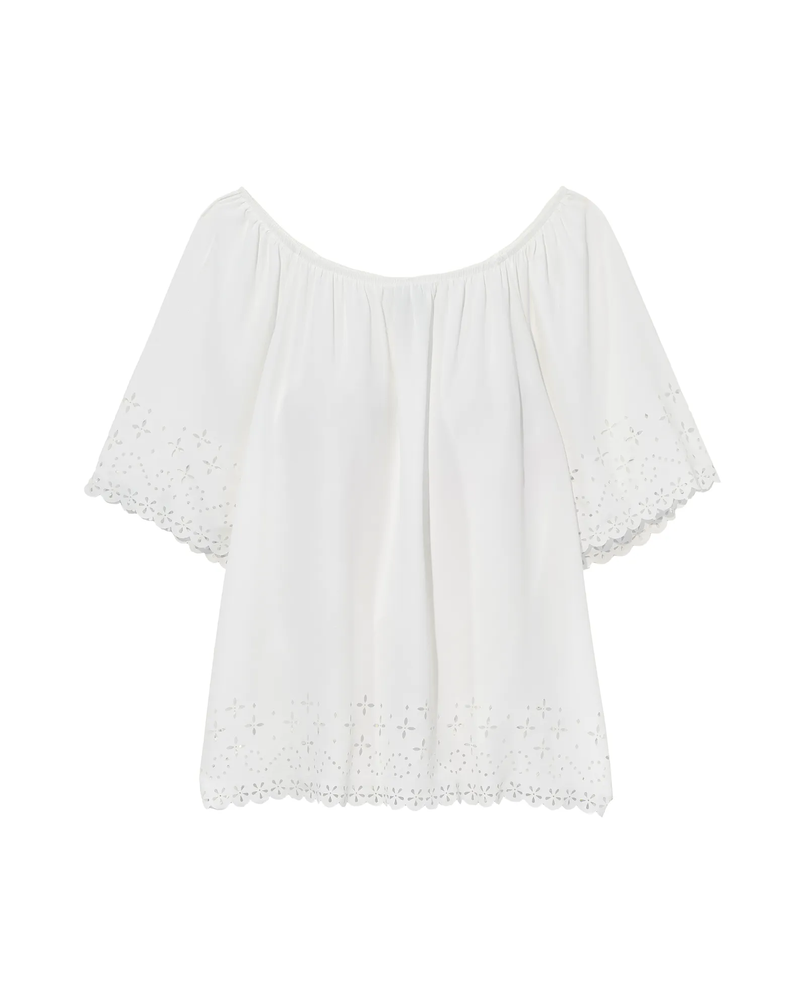 Noralee Off-the-Shoulder Top with Detailed Hem | White