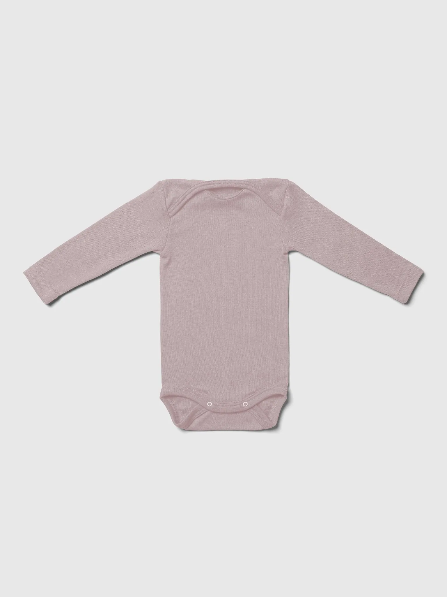 organic merino wool and silk long-sleeved onesie in dusty rose - baby/toddler