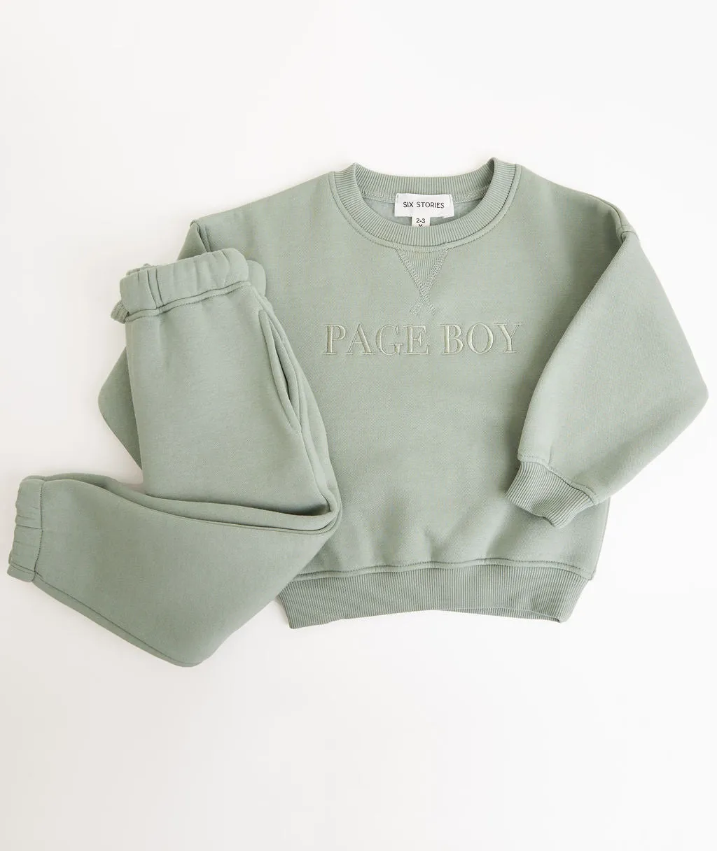 Page Boy Sweatshirt and Sweatpants Set - Infant - Sage
