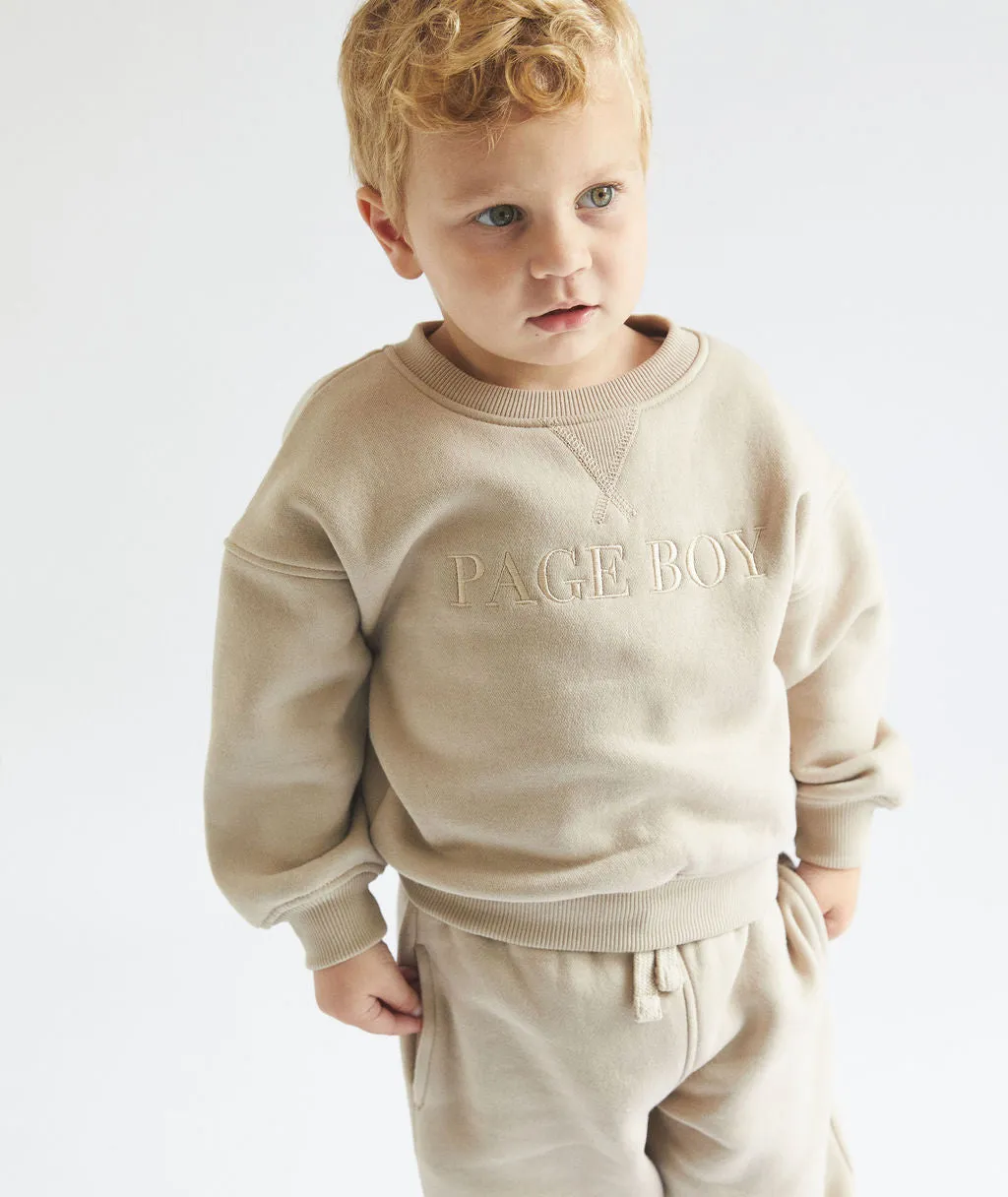 Page Boy Sweatshirt and Sweatpants Set - Infant - Stone