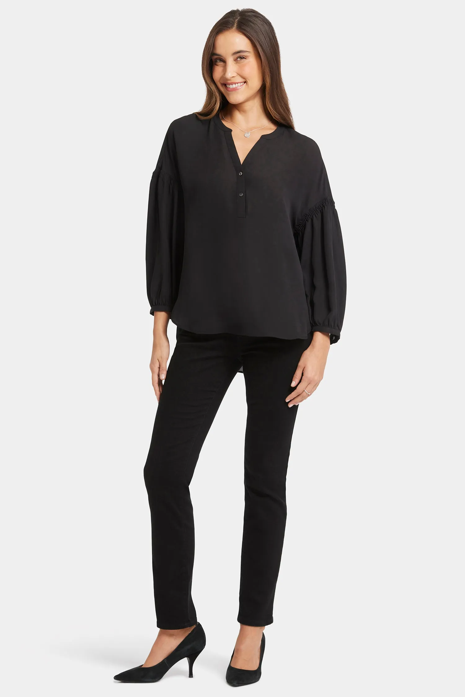 Paulina Peasant Blouse - Black