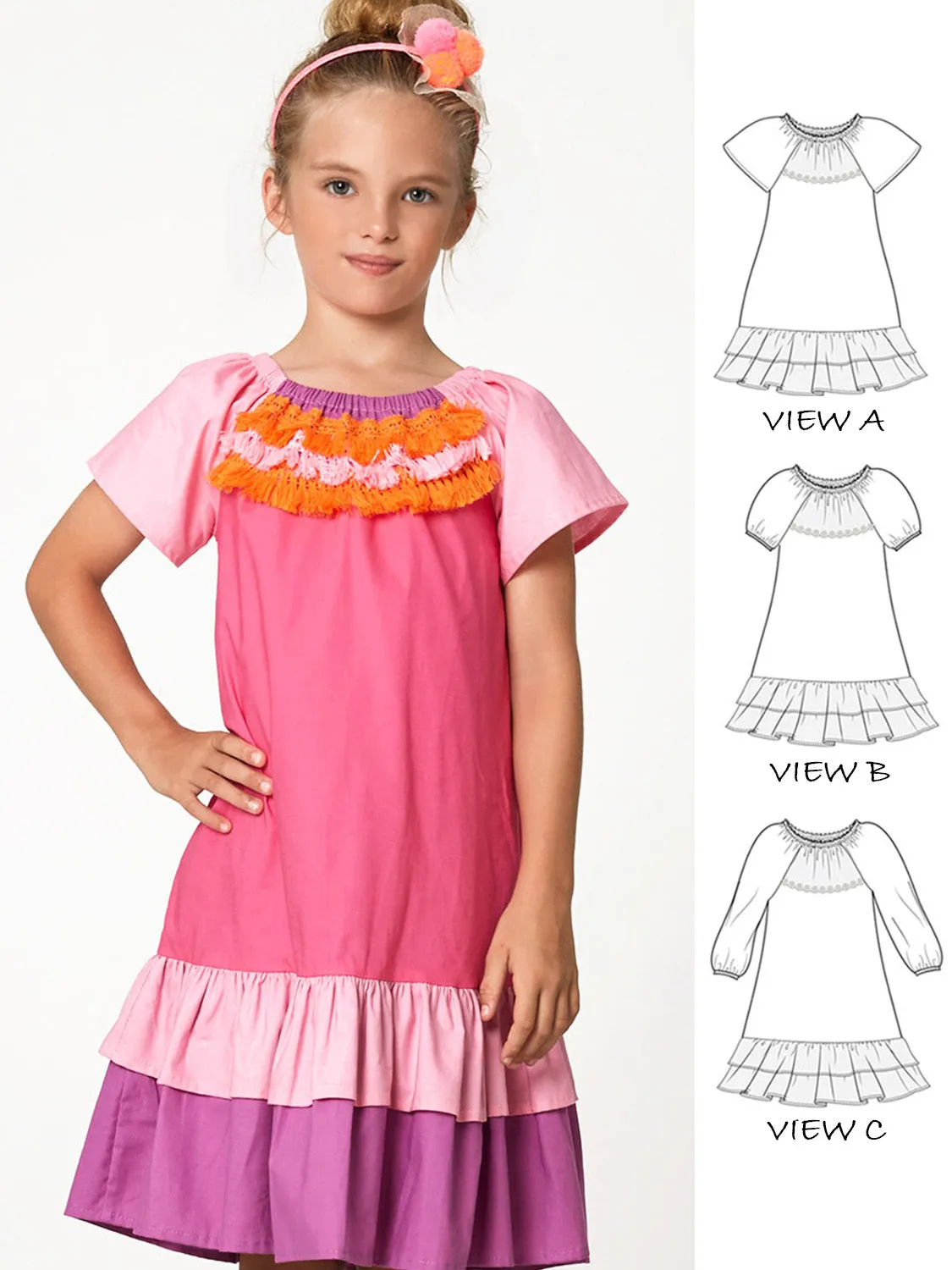 PEGGY - Girls Peasant Dress Patterns