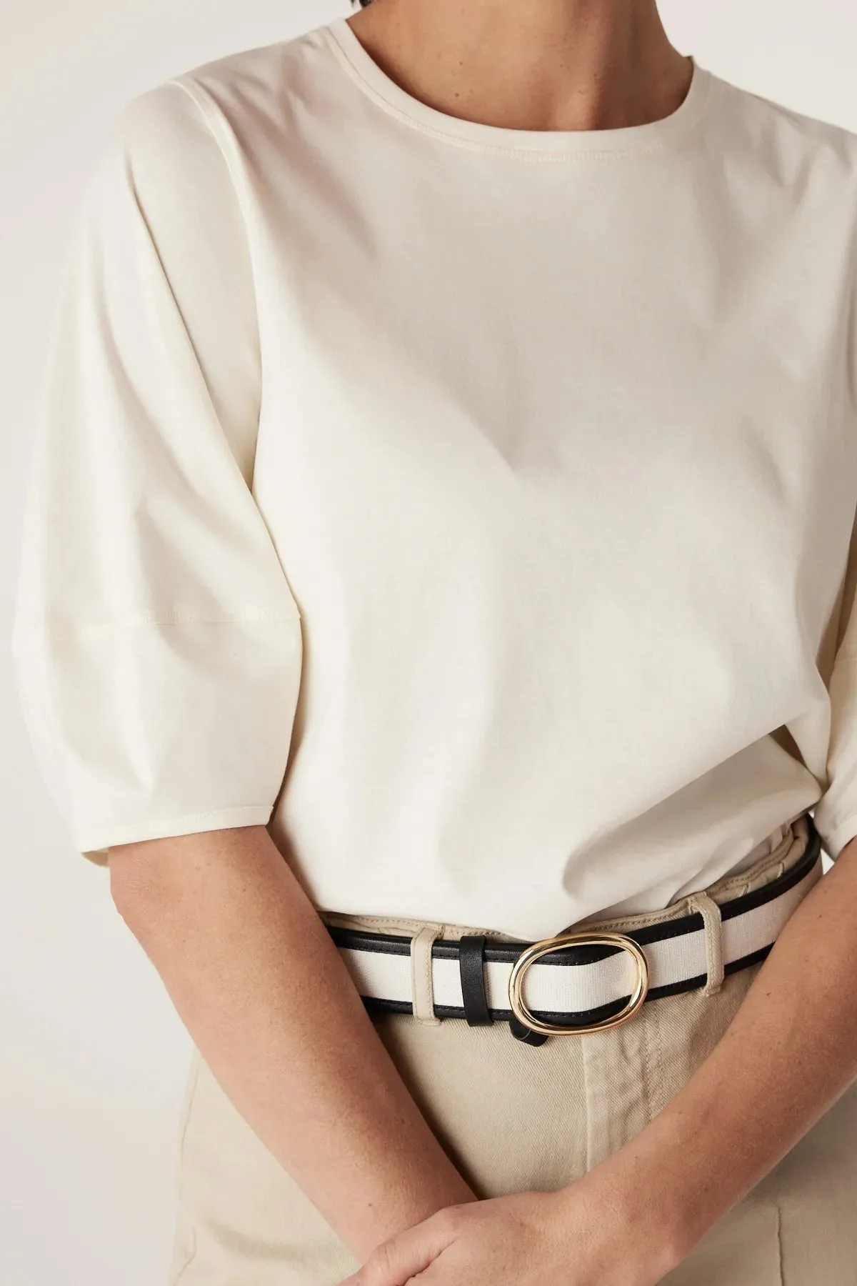 Pima Lantern Sleeve Top | Cream