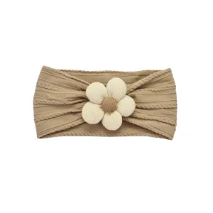 Plush Single Flower Baby Headband in Oat