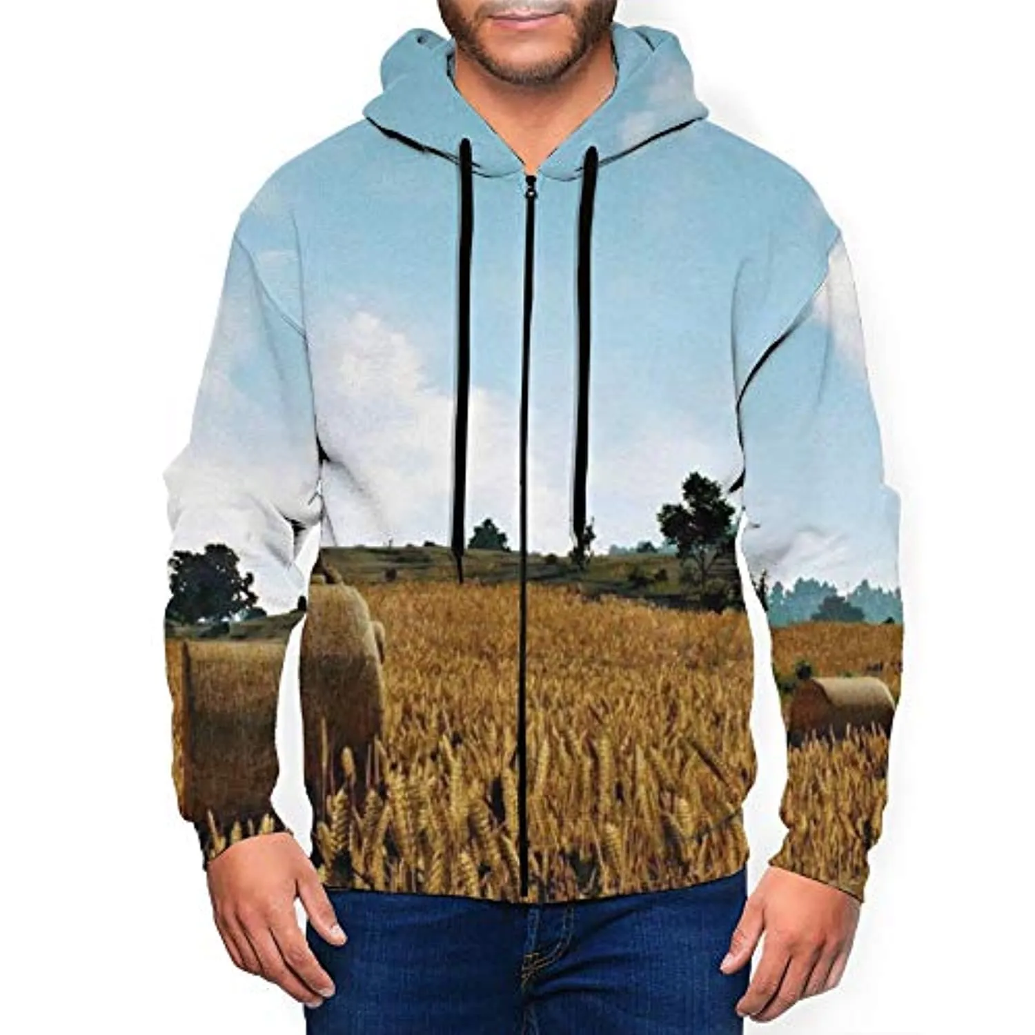 PUBG Hoodies - 3D Print Game Yellow Field Zipper Jacket with Pockets