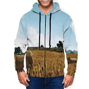 PUBG Hoodies - 3D Print Game Yellow Field Zipper Jacket with Pockets