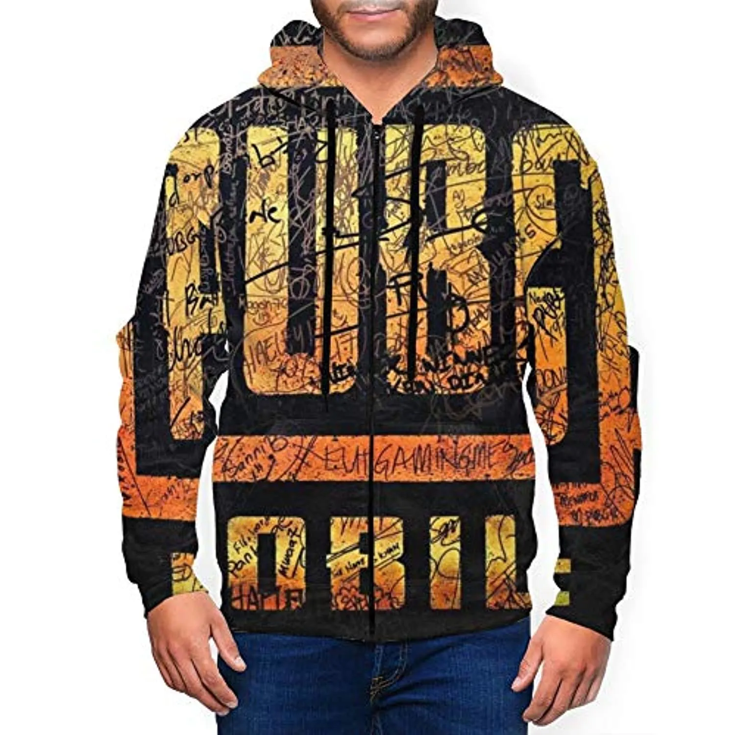 PUBG Hoodies - 3D Print Game Yellow Zipper Jacket with Pockets