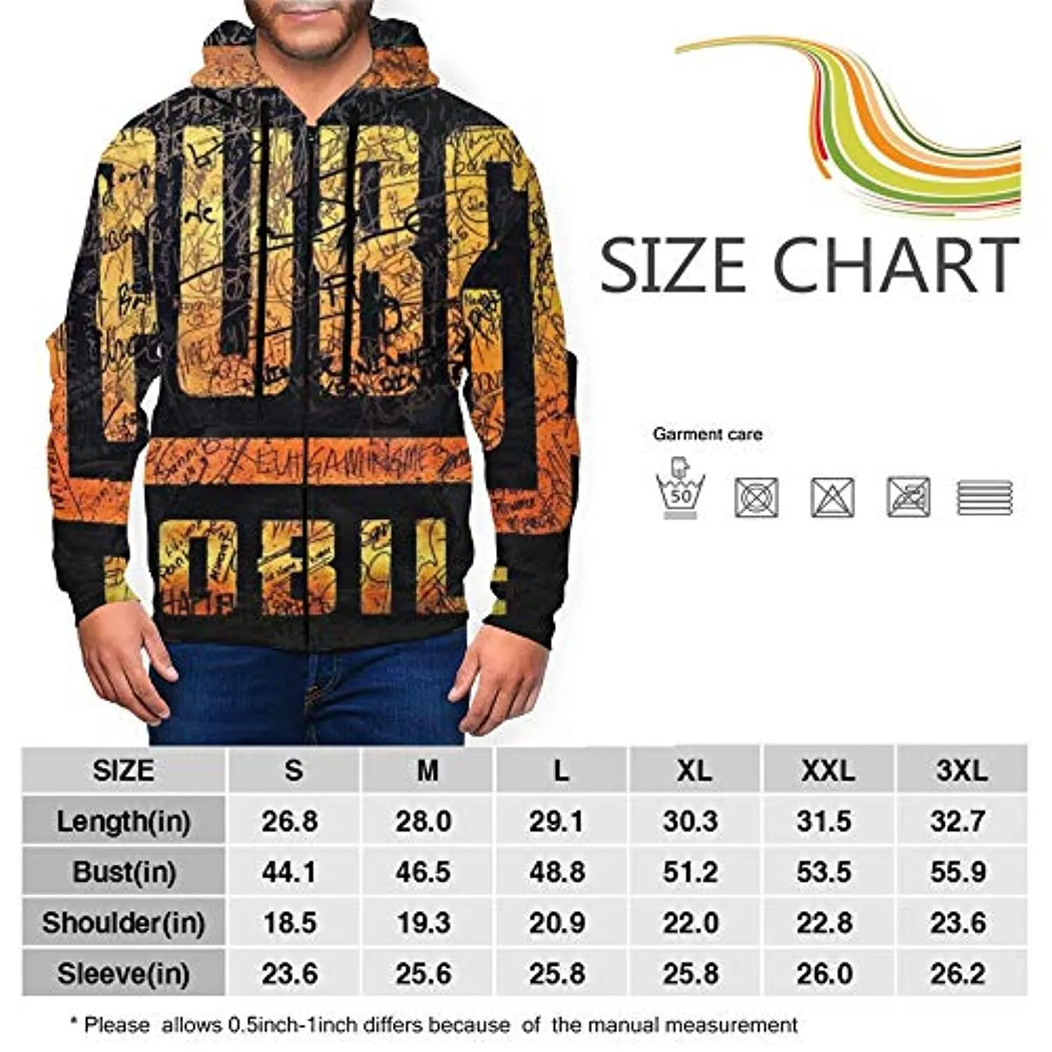PUBG Hoodies - 3D Print Game Yellow Zipper Jacket with Pockets