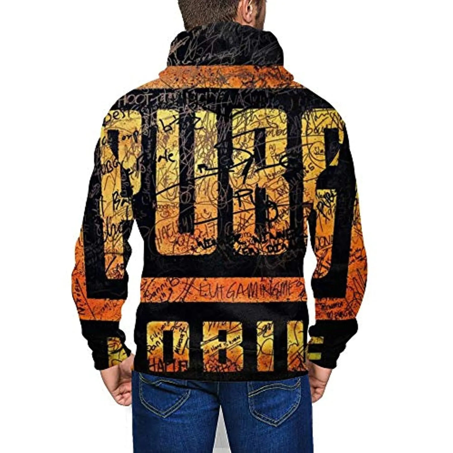 PUBG Hoodies - 3D Print Game Yellow Zipper Jacket with Pockets