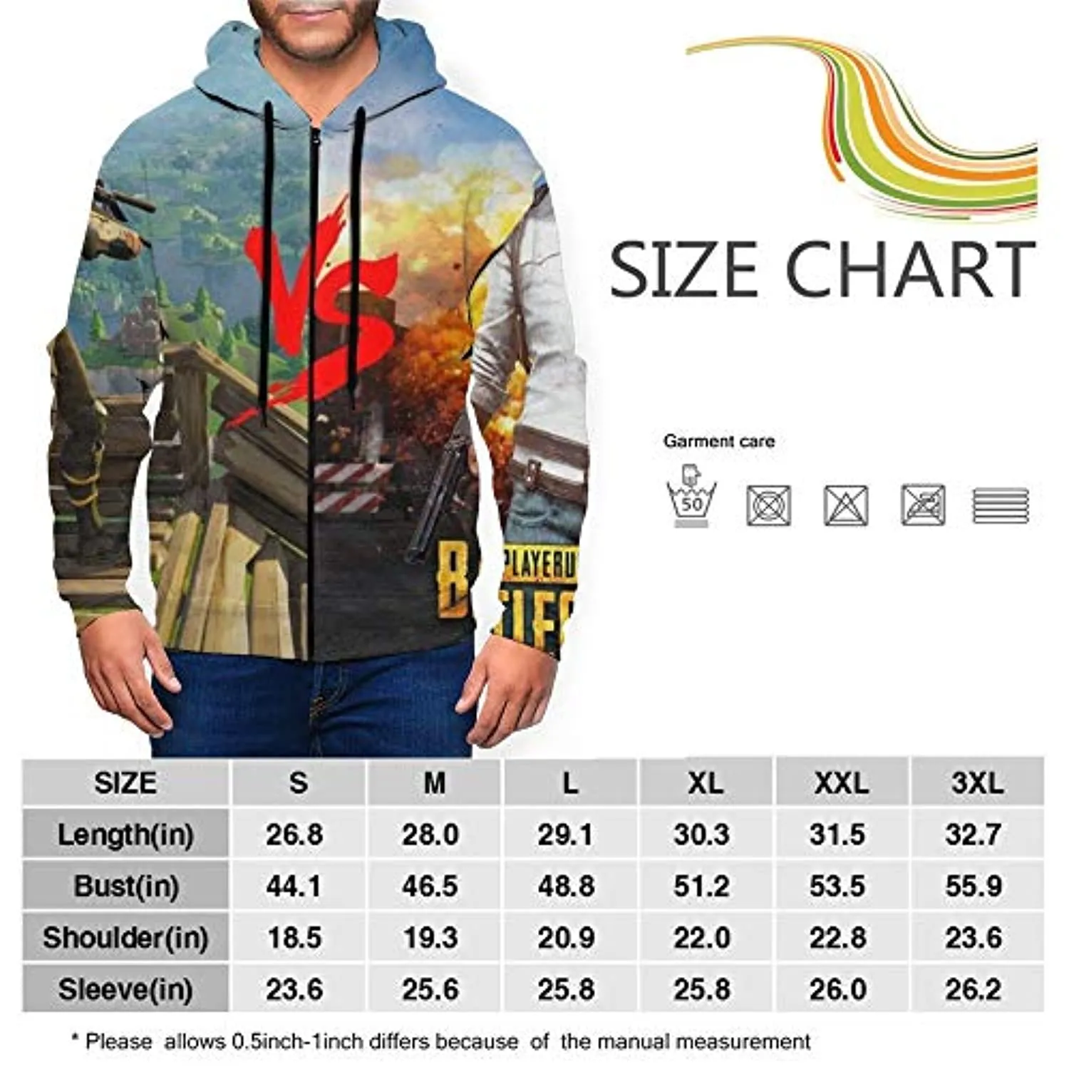 PUBG Hoodies - 3D Print Game Zipper Jacket with Pockets