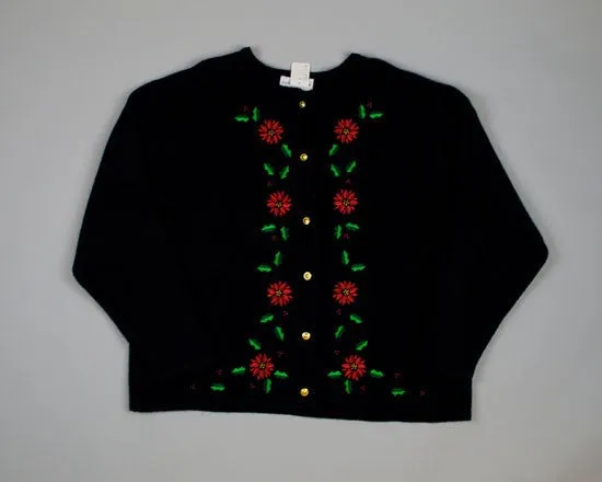 Red Flowers-Medium Christmas Sweater