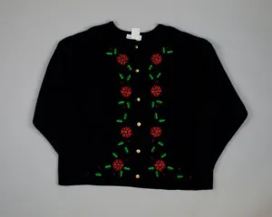 Red Flowers-Medium Christmas Sweater