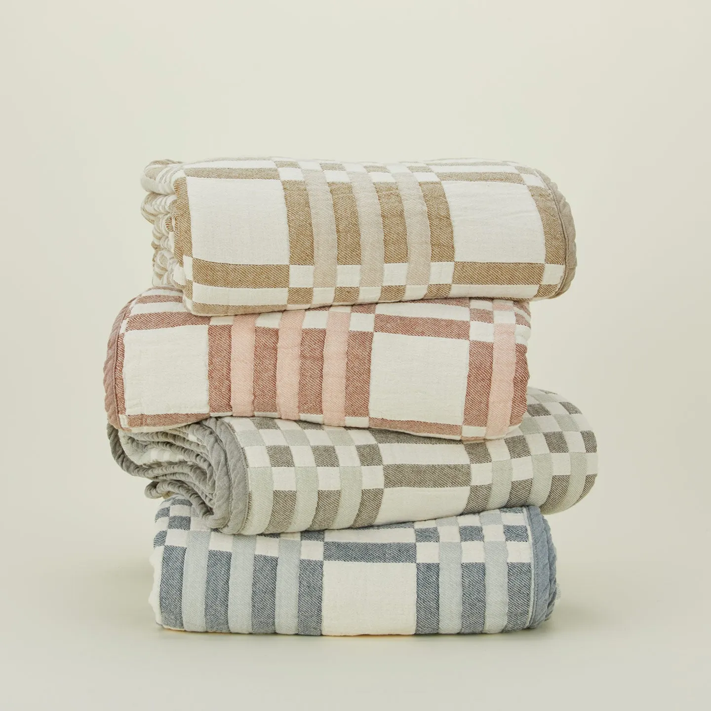 Simple Plaid Blanket - Blush/Terracotta