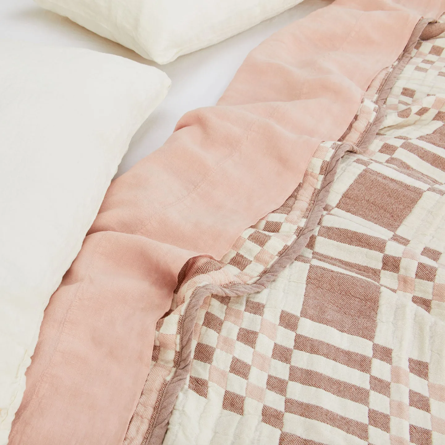 Simple Plaid Blanket - Blush/Terracotta