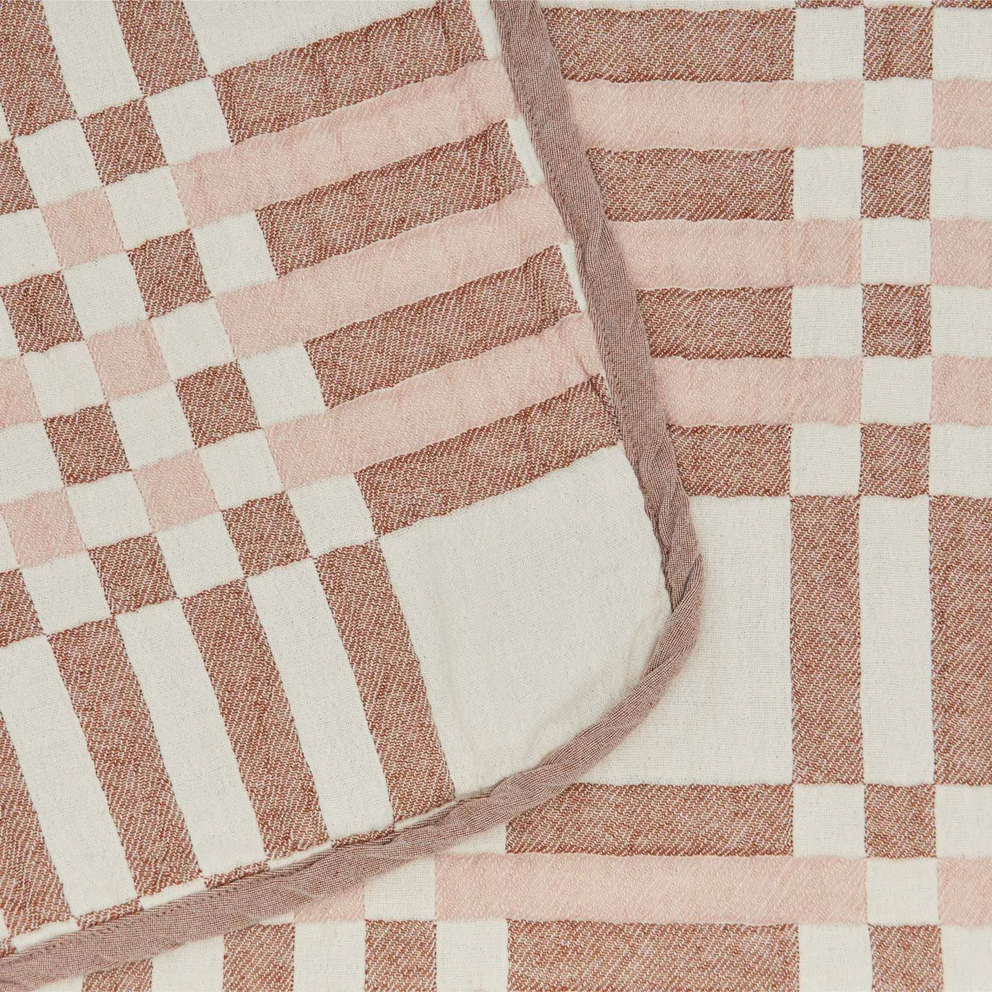 Simple Plaid Blanket - Blush/Terracotta