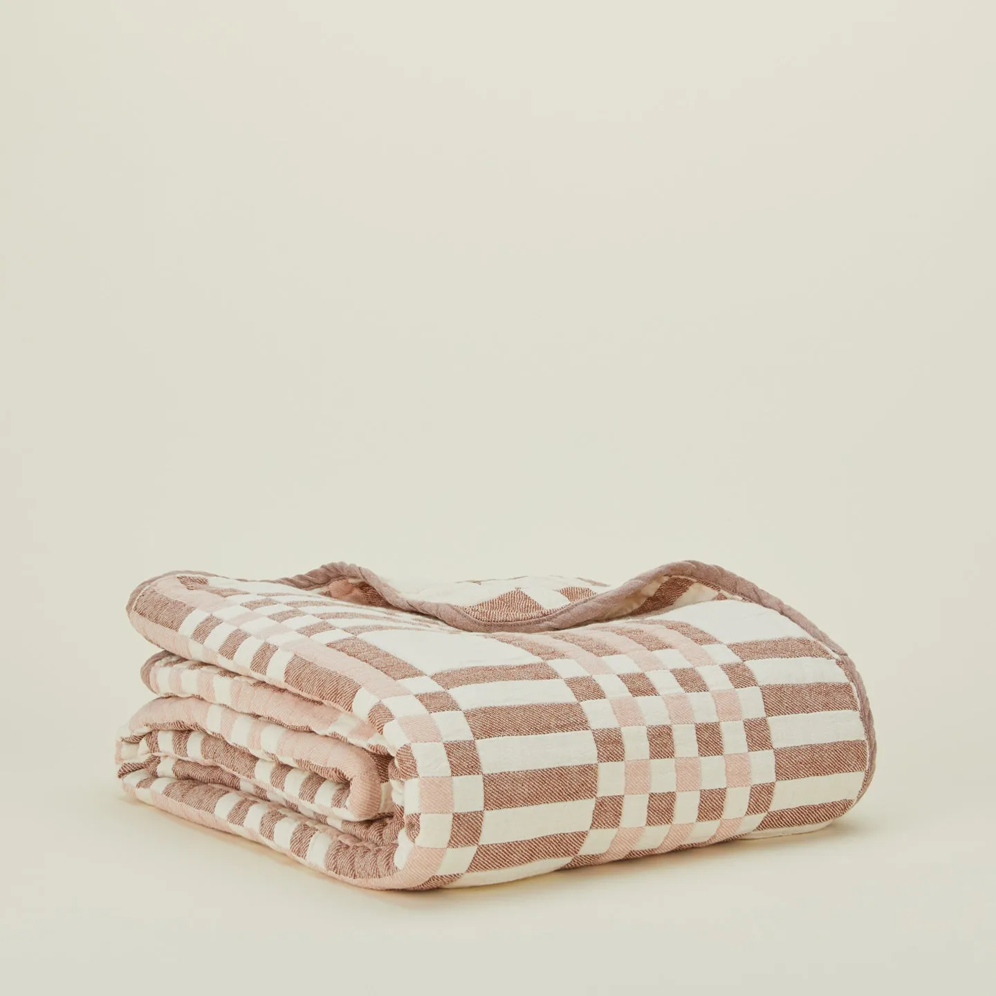 Simple Plaid Blanket - Blush/Terracotta