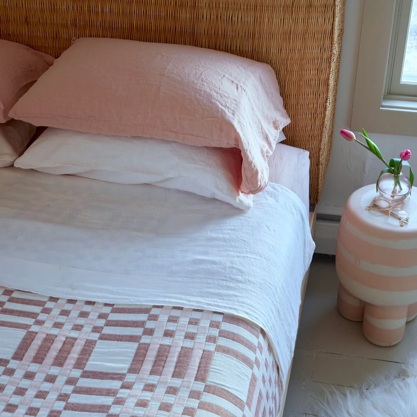 Simple Plaid Blanket - Blush/Terracotta