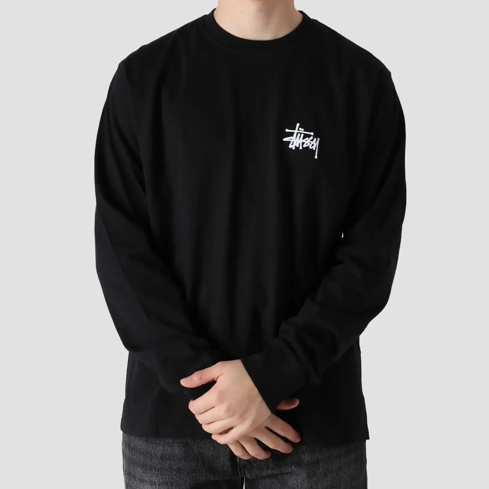 Stussy Basic Logo Long Sleeve Tee Black