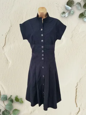 Sylvia Heise Vintage Black & White Striped Dress UK 12 US 8 EU 40 IT 42