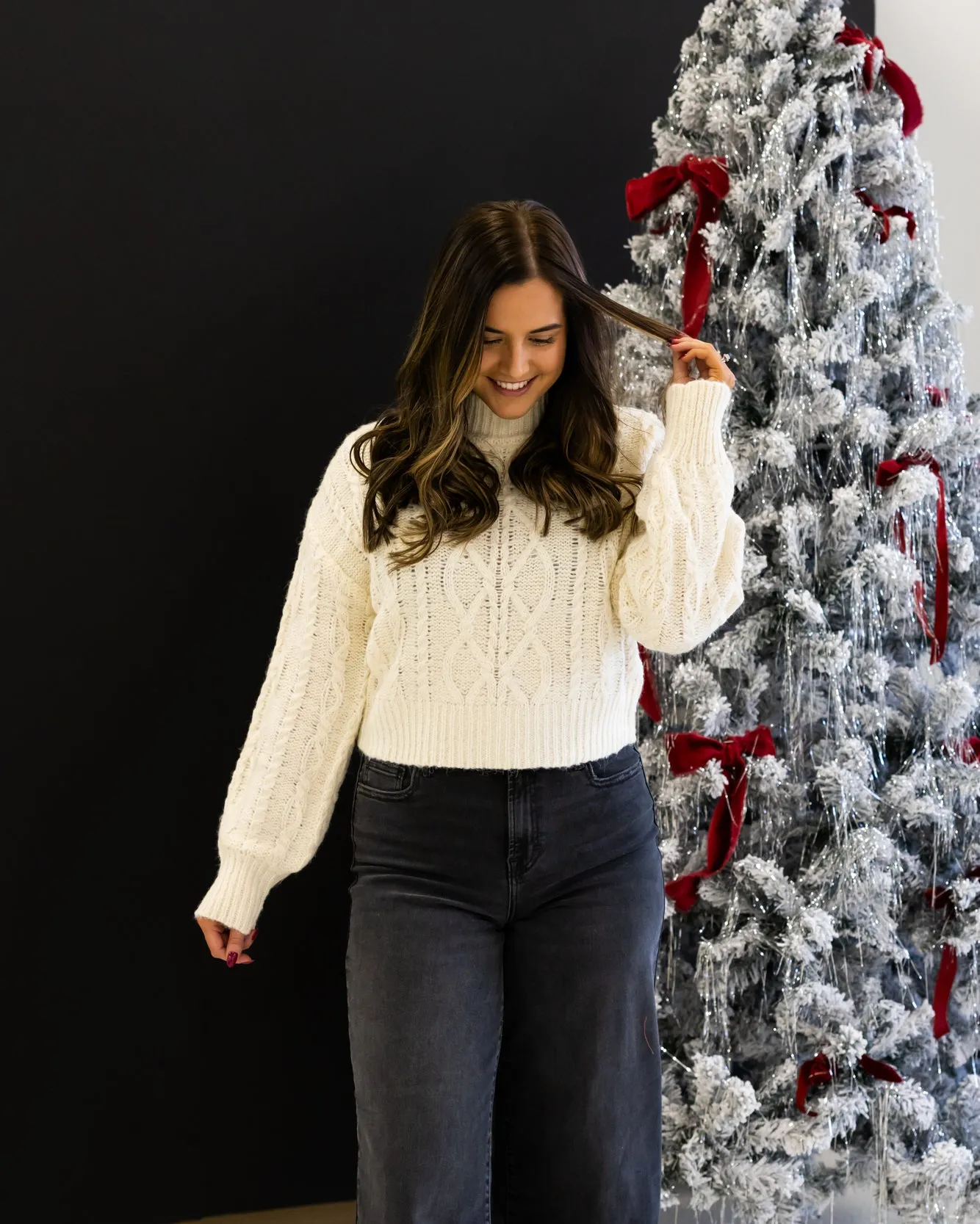 Taya Cable Knit Sweater | Cream