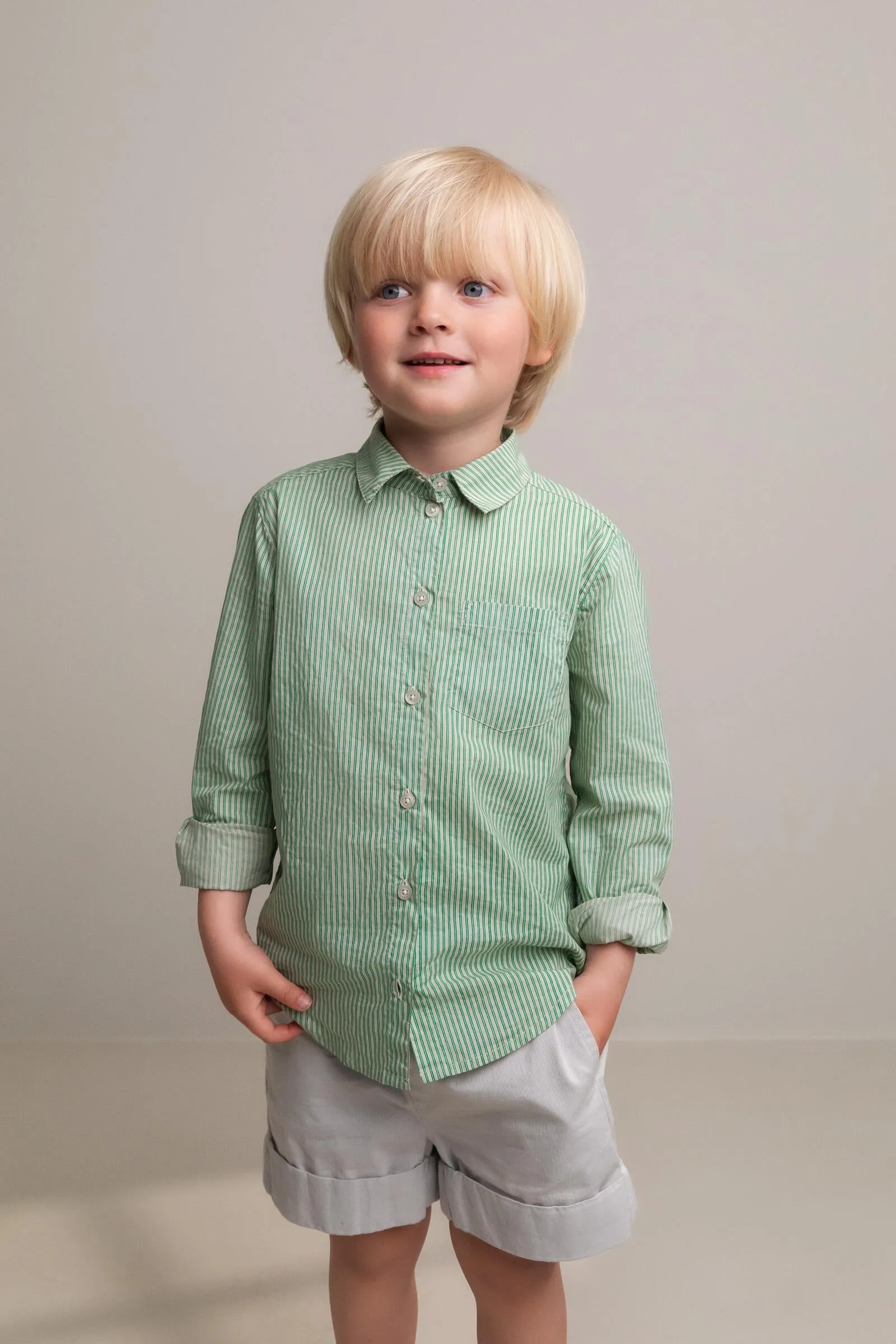 Tommy Crispy Poplin Shirt | Mint Leaf Stripes