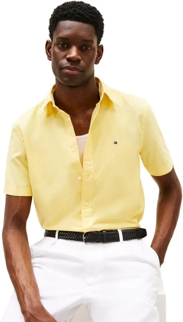 Tommy Hilfiger Short Sleeve Poplin Regular Fit, Men's Button Down Shirts
