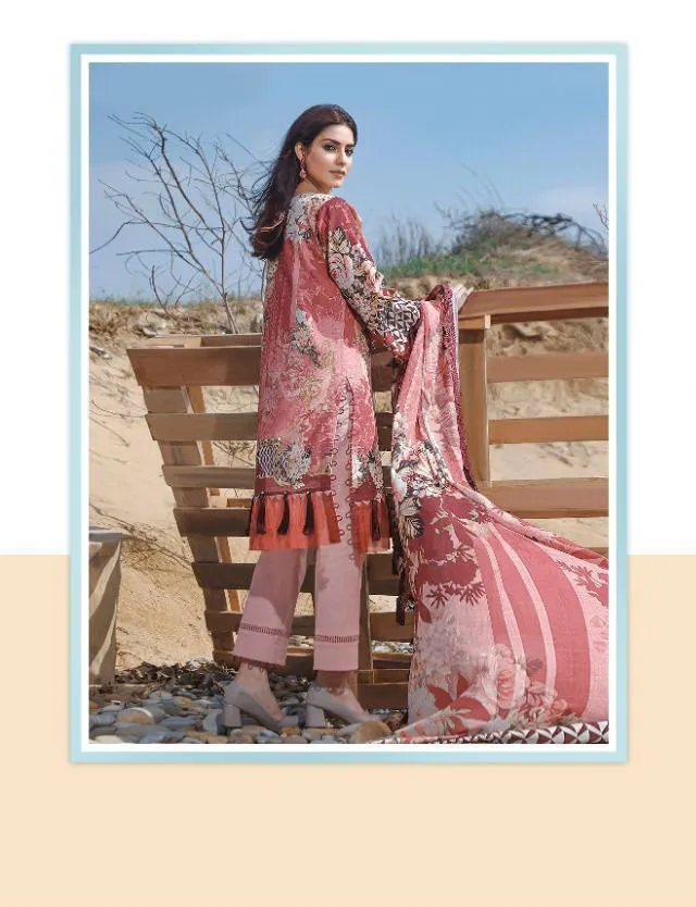 Unstitched Pink Ayesha Zara Pakistani Style Salwar Suits
