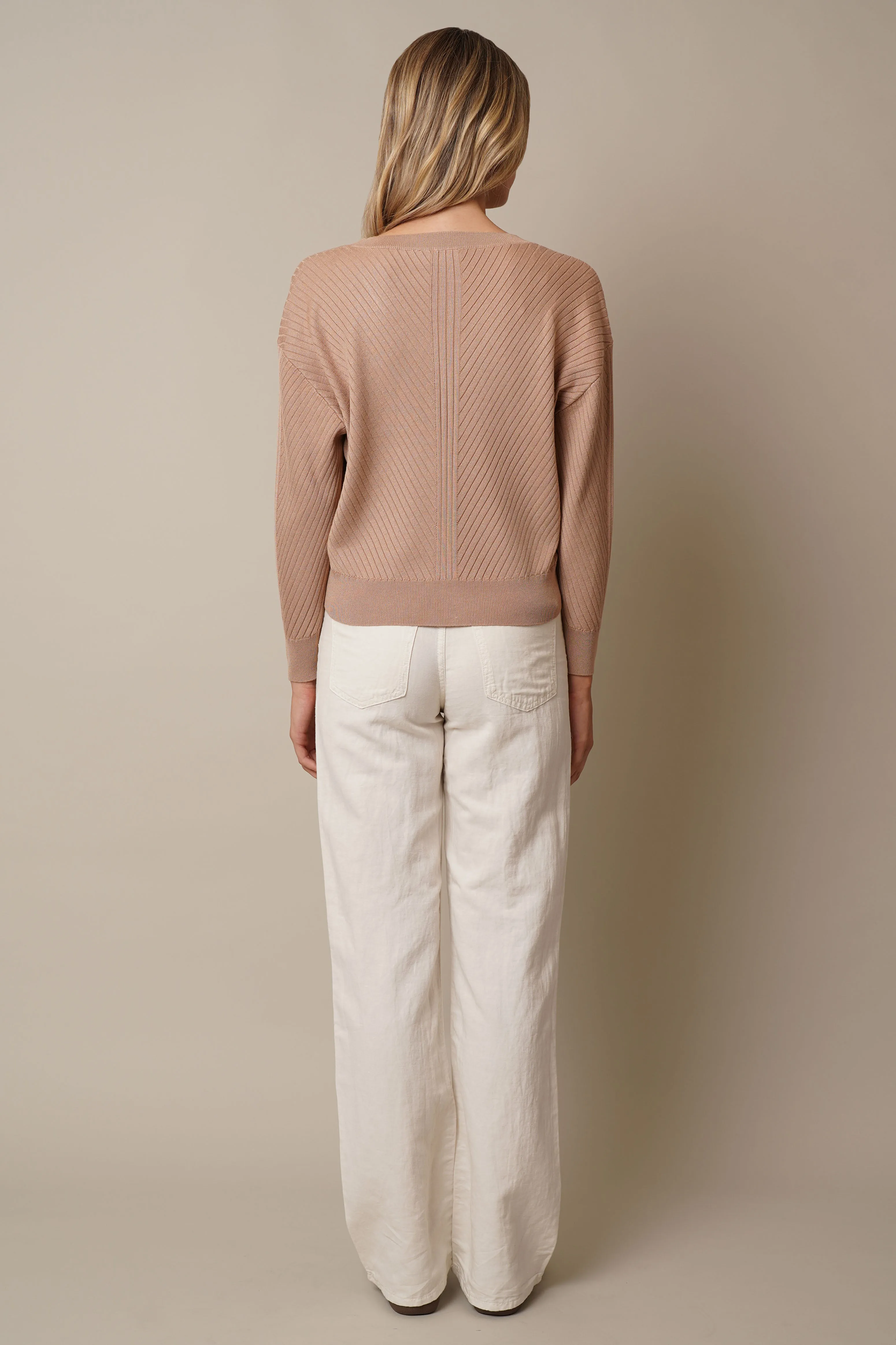 V-Neck Ribbed Dolman Sweater