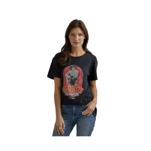 Wrangler Women's George Strait Graphic Boyfriend Fit In Jet Black T Shirt