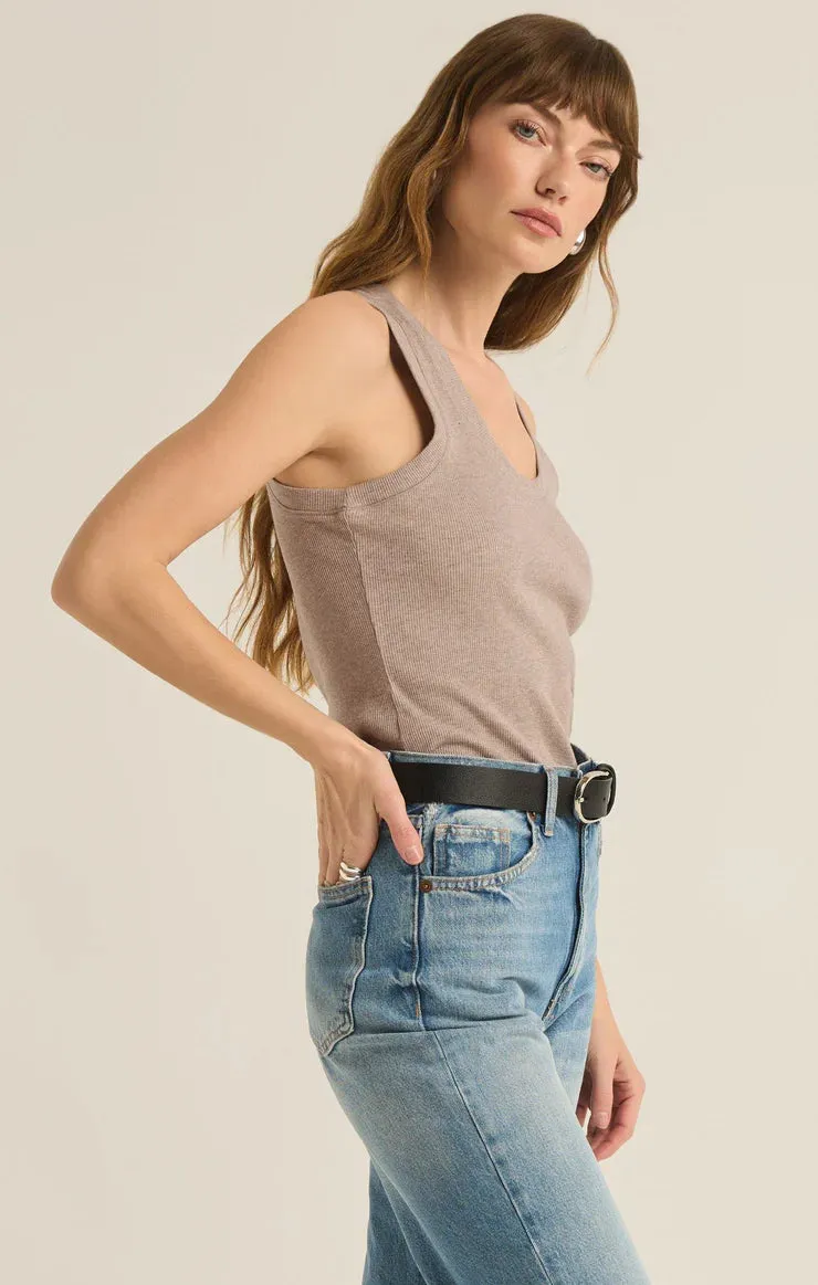 Z Supply Heather Taupe Sirena Rib Tank